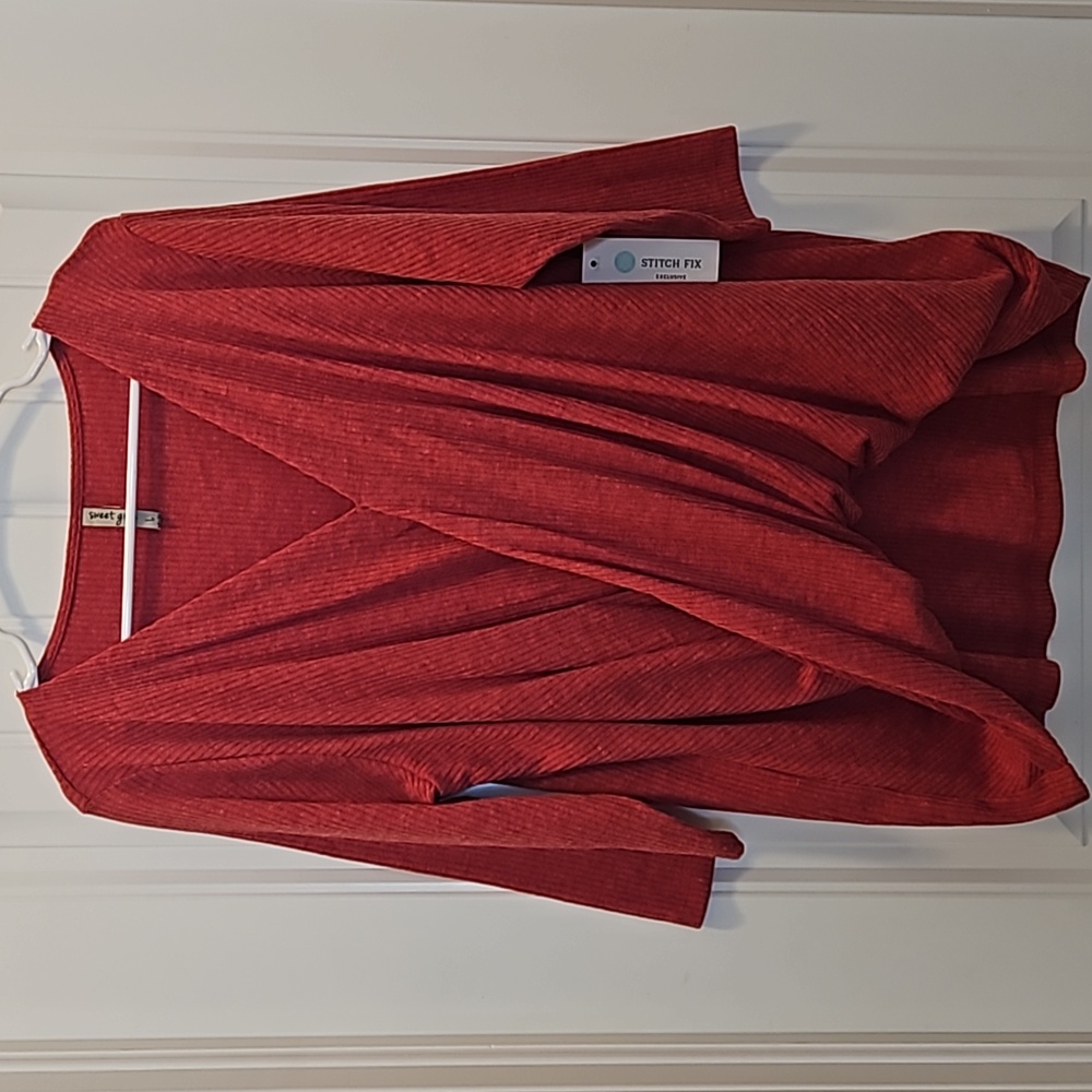 *NWT* sweet grey Ribbed Knot Front Sweater